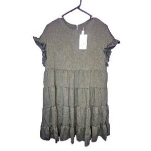 Foteisy Olive Green Short Ruffled Dress Brand New Size Medium